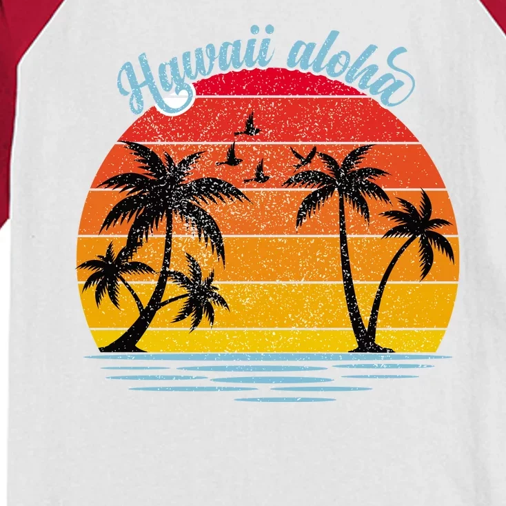 Hawaii Aloha Retro Sunset Beach Kids Colorblock Raglan Jersey