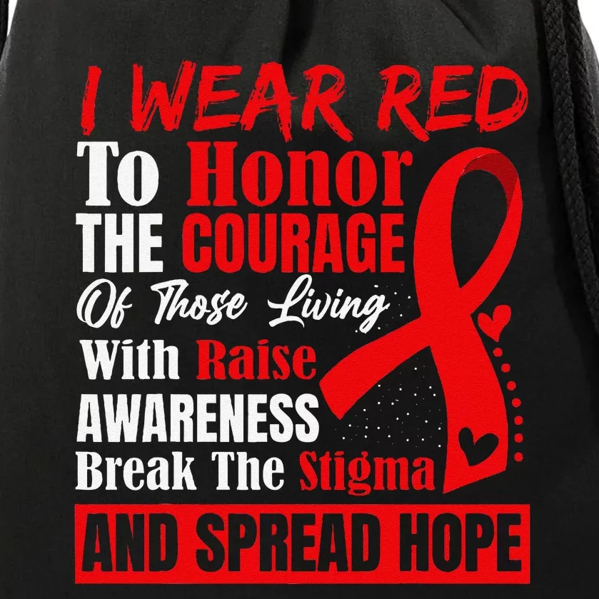 Hiv Awareness Red Ribbon World Aids Day Fighters Drawstring Bag