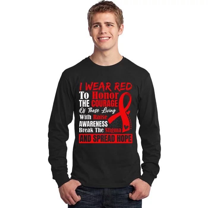 Hiv Awareness Red Ribbon World Aids Day Fighters Tall Long Sleeve T-Shirt