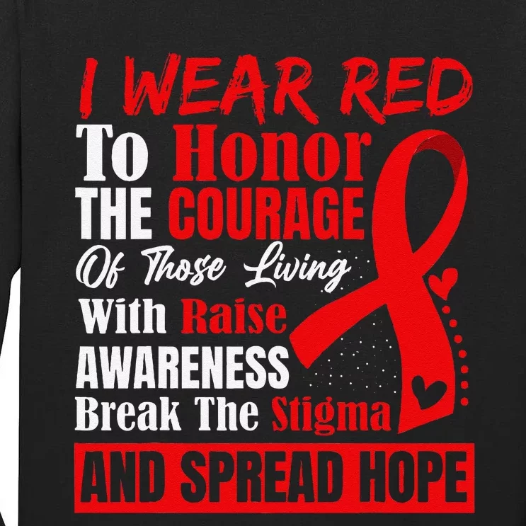 Hiv Awareness Red Ribbon World Aids Day Fighters Tall Long Sleeve T-Shirt