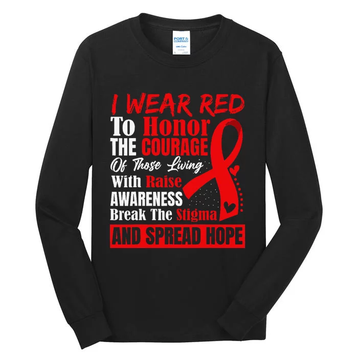 Hiv Awareness Red Ribbon World Aids Day Fighters Tall Long Sleeve T-Shirt