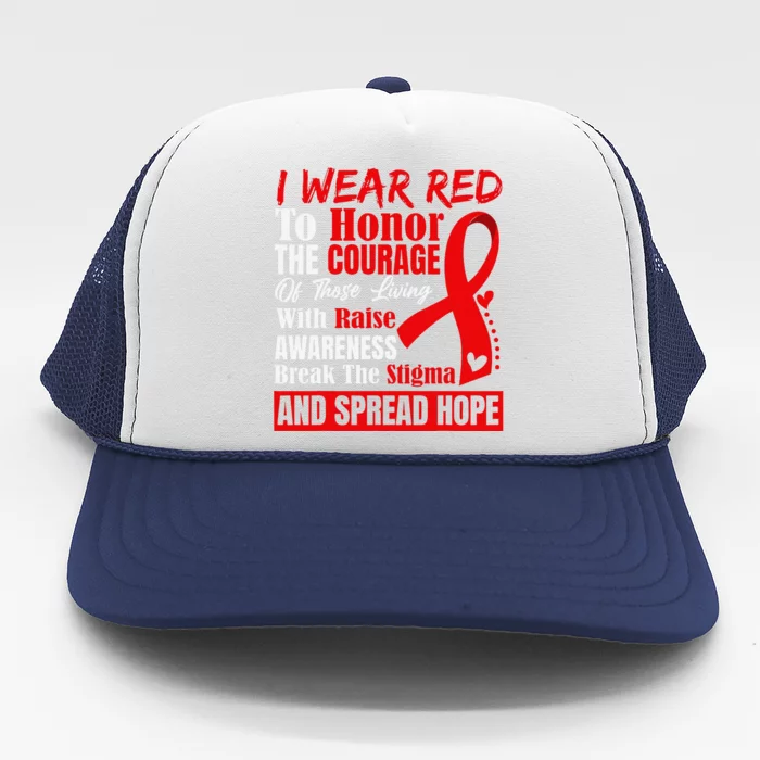 Hiv Awareness Red Ribbon World Aids Day Fighters Trucker Hat