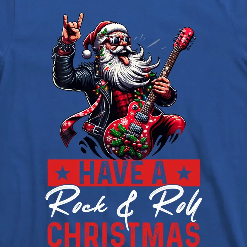 Have A Rock And Roll Christmas Funny Santa Guitar Player Gift T-Shirt