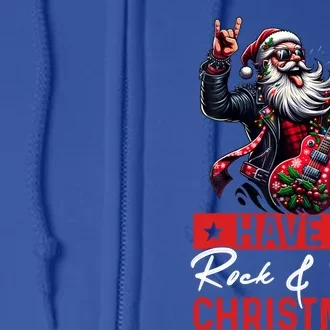 Have A Rock And Roll Christmas Funny Santa Guitar Player Gift Full Zip Hoodie