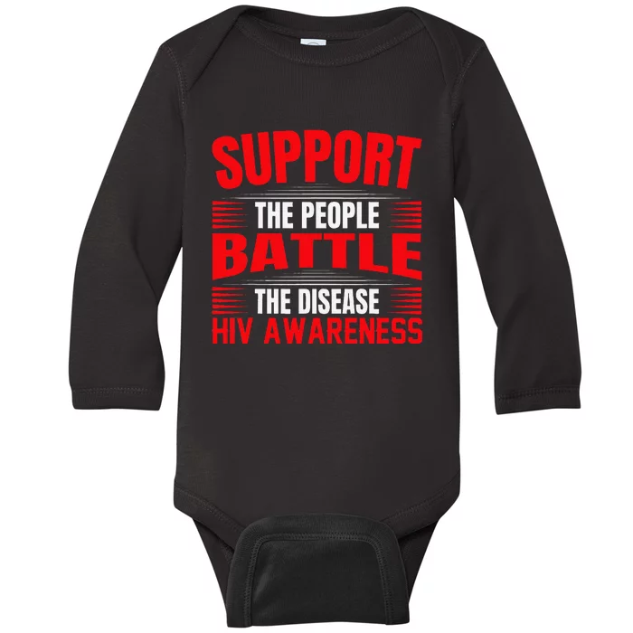 Hiv Awareness Red Ribbon World Aids Day Fighters Baby Long Sleeve Bodysuit