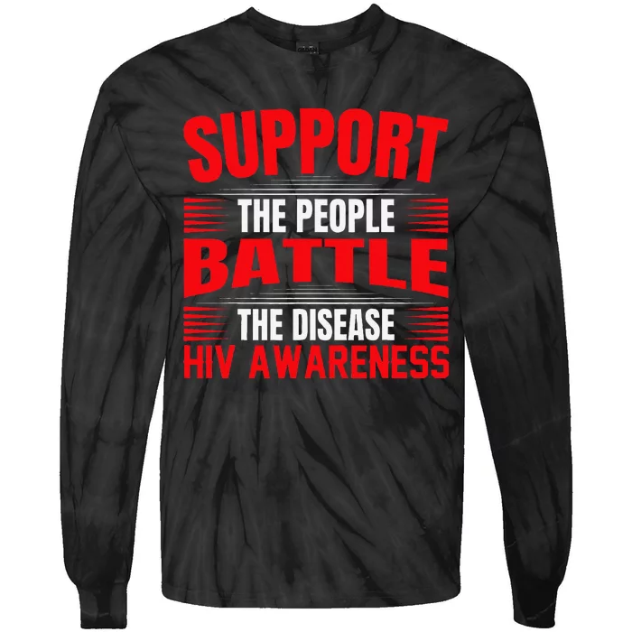 Hiv Awareness Red Ribbon World Aids Day Fighters Tie-Dye Long Sleeve Shirt