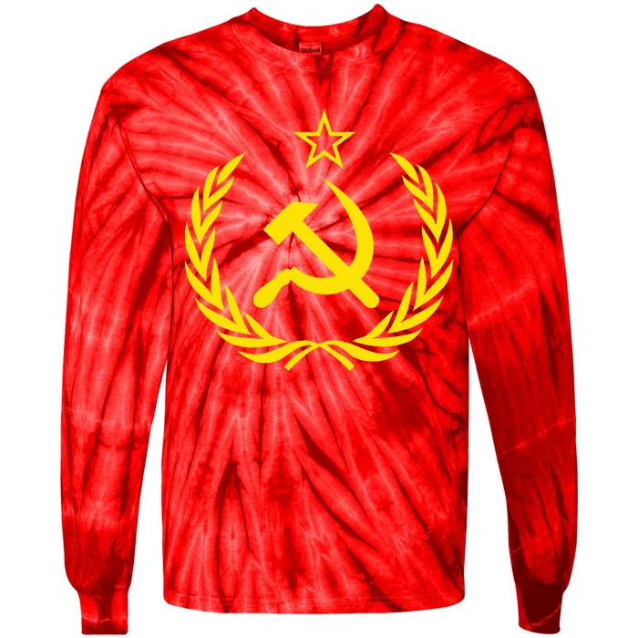 Hammer and Sickle Star CCCP Soviet Union Red Tie-Dye Long Sleeve Shirt