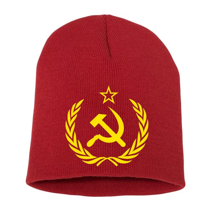 Hammer and Sickle Star CCCP Soviet Union Red Short Acrylic Beanie