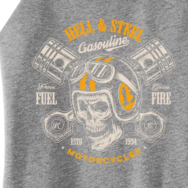 Hell And Steel Biker Skull Motorcycle 'S Gift Women’s Perfect Tri Rocker Tank