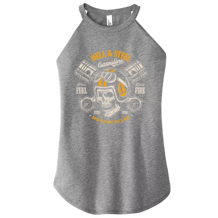 Hell And Steel Biker Skull Motorcycle 'S Gift Women’s Perfect Tri Rocker Tank