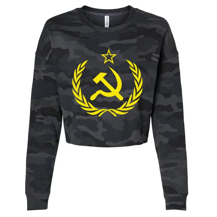 Hammer And Sickle Star CCCP Soviet Union Red Cropped Pullover Crew