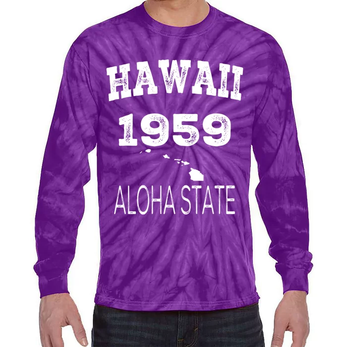 Hawaii Aloha State 1959 Vintage Established Sports Hawaiian Islands Hi Tie-Dye Long Sleeve Shirt