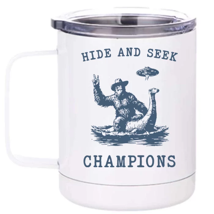 Hide And Seek Ufo Retro Bigfoot Front & Back 12oz Stainless Steel Tumbler Cup