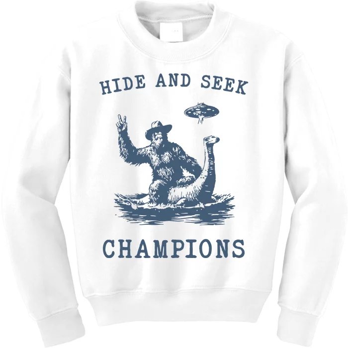 Hide And Seek Ufo Retro Bigfoot Kids Sweatshirt