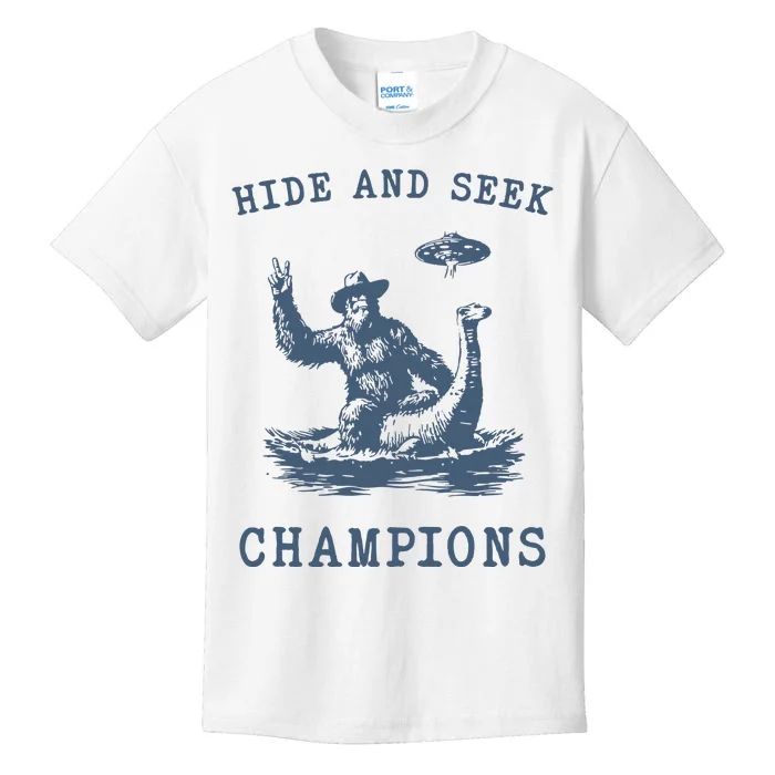 Hide And Seek Ufo Retro Bigfoot Kids T-Shirt