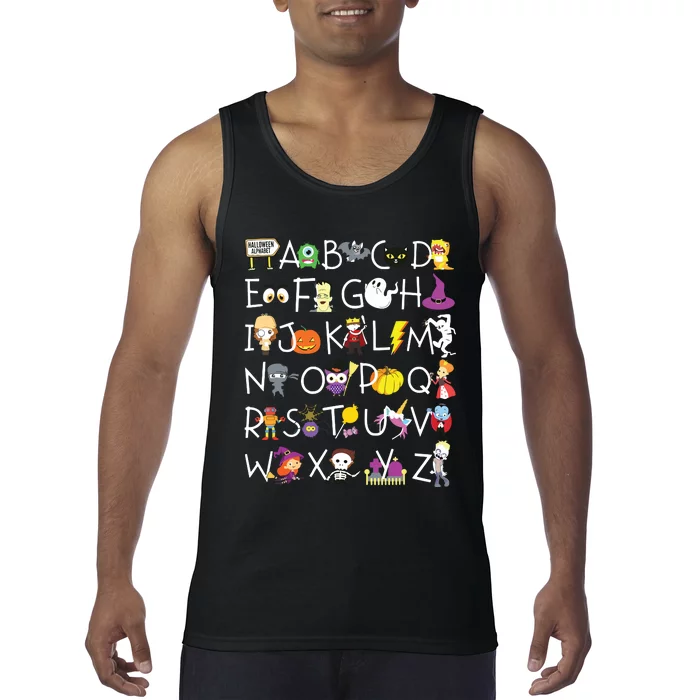 Halloween Alphabet Shirts Spooky Teacher Kindergarten Tank Top