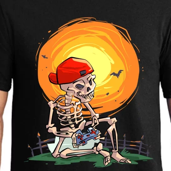 Halloween Awesome Skeleton Gamer Gaming Gift Pajama Set