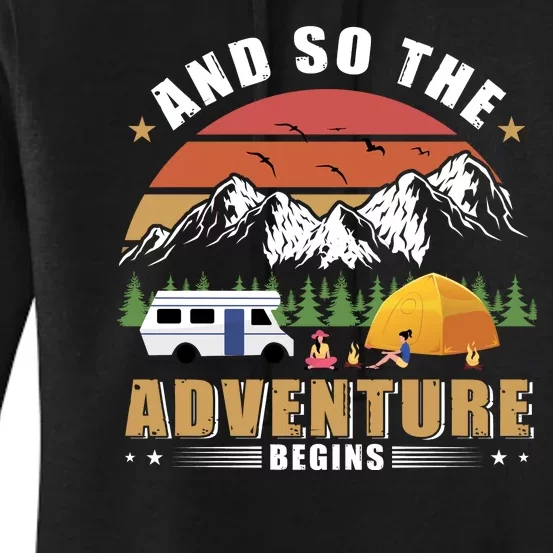 Humor And So The Adventure Begins Retro Sunset Women's Pullover Hoodie