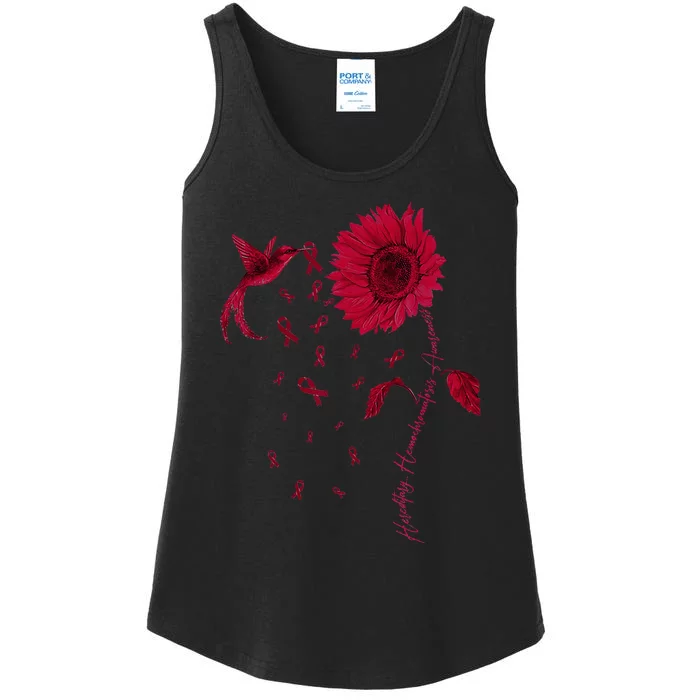 Hemochromatosis Awareness Sunflower Burgundy Ribbon Ladies Essential Tank