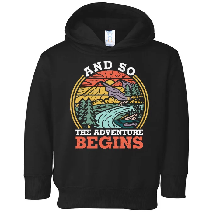 Humor And So The Adventure Begins Vintage Retro Toddler Hoodie