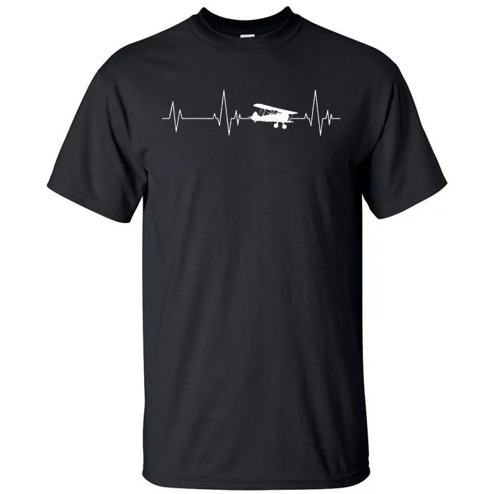 Heartbeat Airplane Single Engine EKG Aviator Flying Pilot Tall T-Shirt