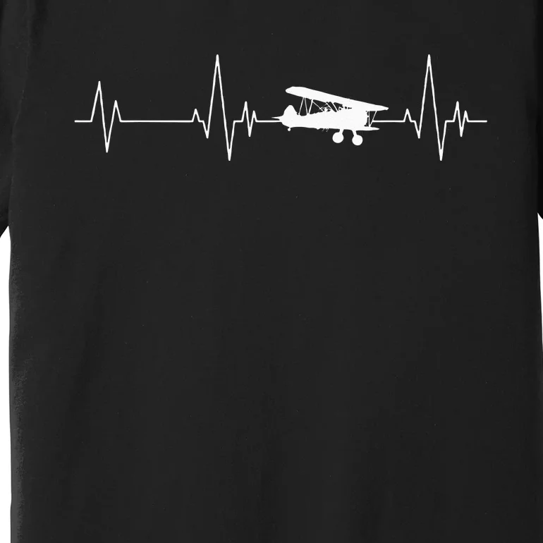 Heartbeat Airplane Single Engine EKG Aviator Flying Pilot Premium T-Shirt