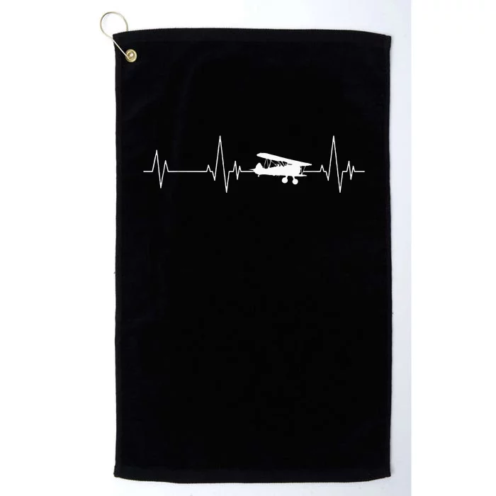 Heartbeat Airplane Single Engine EKG Aviator Flying Pilot Platinum Collection Golf Towel