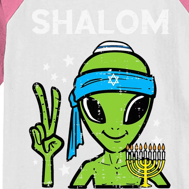 Hanukkah Alien Shalom Chanukah Jewish Space Kids Colorblock Raglan Jersey