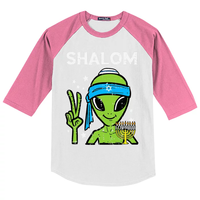 Hanukkah Alien Shalom Chanukah Jewish Space Kids Colorblock Raglan Jersey