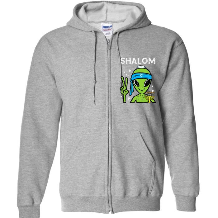 Hanukkah Alien Shalom Chanukah Jewish Space Full Zip Hoodie