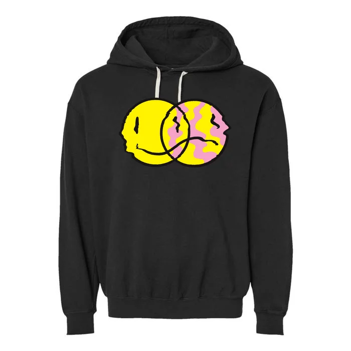 Happy And Sad Emoji Garment-Dyed Fleece Hoodie