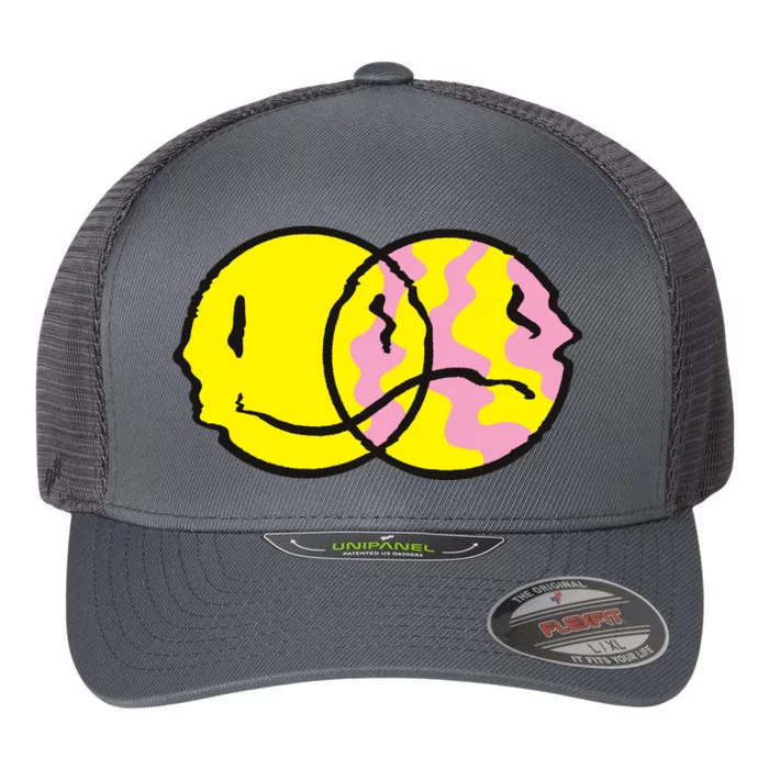 Happy And Sad Emoji Flexfit Unipanel Trucker Cap