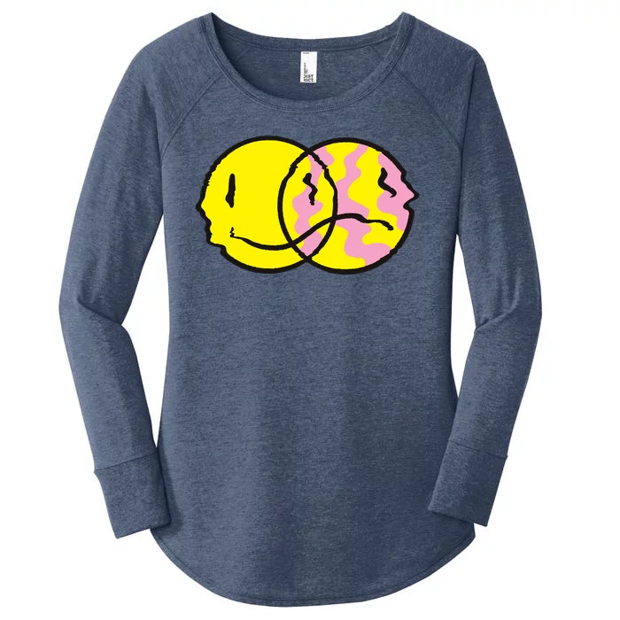 Happy And Sad Emoji Women's Perfect Tri Tunic Long Sleeve Shirt