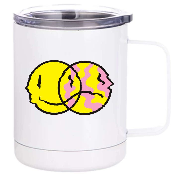 Happy And Sad Emoji Front & Back 12oz Stainless Steel Tumbler Cup