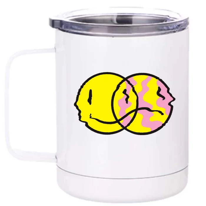 Happy And Sad Emoji Front & Back 12oz Stainless Steel Tumbler Cup