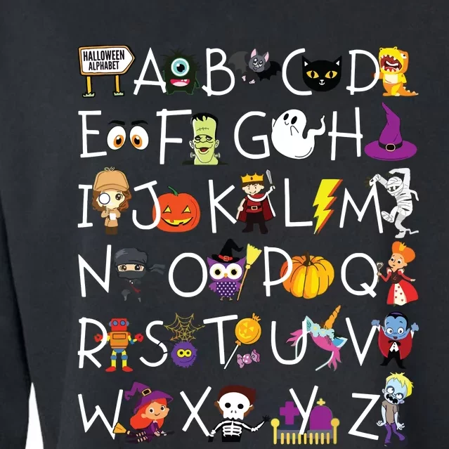 Halloween Alphabet Shirts Spooky Teacher Kindergarten Cropped Pullover Crew