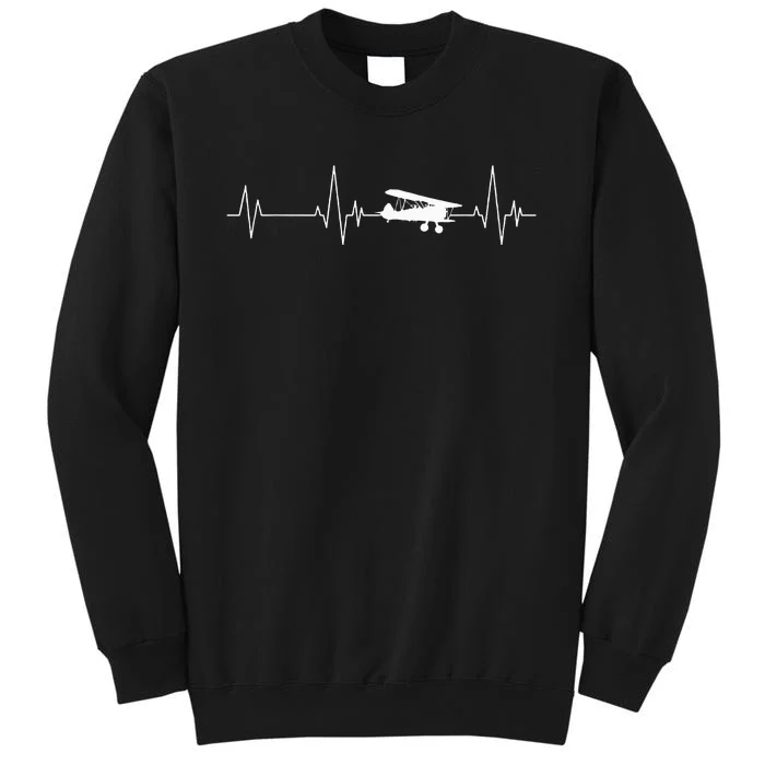 Heartbeat Airplane Single Engine EKG Aviator Flying Pilot Tall Sweatshirt