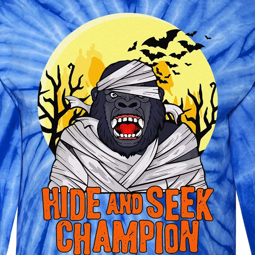 Hide And Seek Champion Funny Halloween Scary Bigfoot Mummy Tie-Dye Long Sleeve Shirt