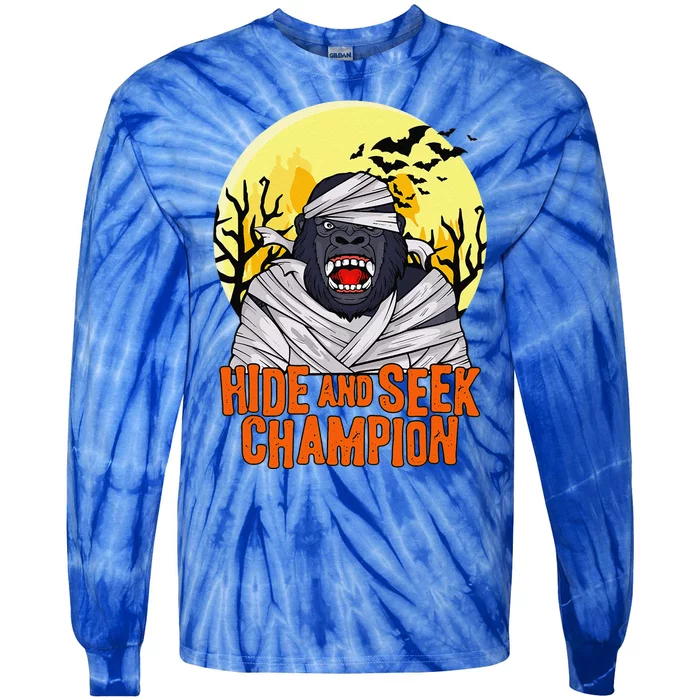 Hide And Seek Champion Funny Halloween Scary Bigfoot Mummy Tie-Dye Long Sleeve Shirt