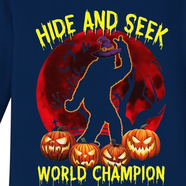 Hide And Seek World Champion Bigfoot Halloween Costume Gift Baby Long Sleeve Bodysuit