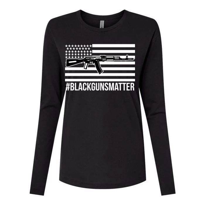 Hashtag Black Guns Matter #blackgunsmatter USA Flag Womens Cotton Relaxed Long Sleeve T-Shirt