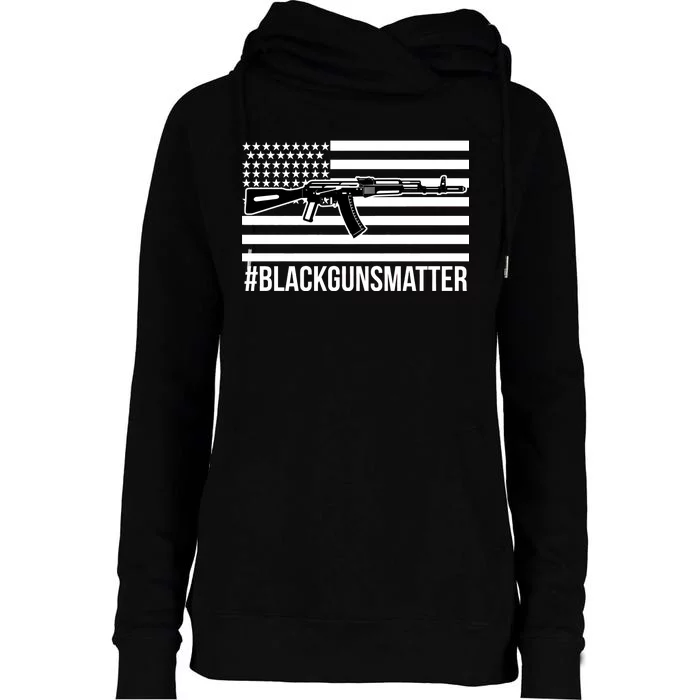 Hashtag Black Guns Matter #blackgunsmatter USA Flag Womens Funnel Neck Pullover Hood