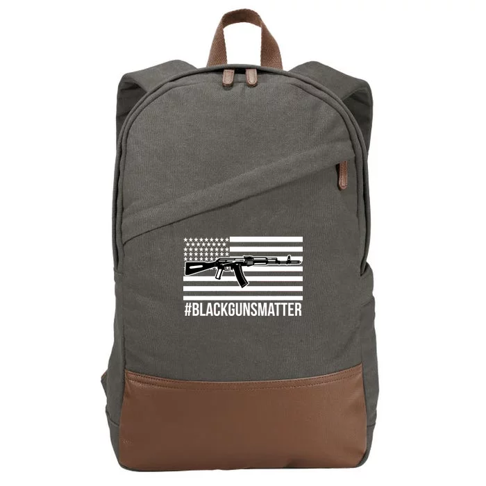 Hashtag Black Guns Matter #blackgunsmatter USA Flag Cotton Canvas Backpack