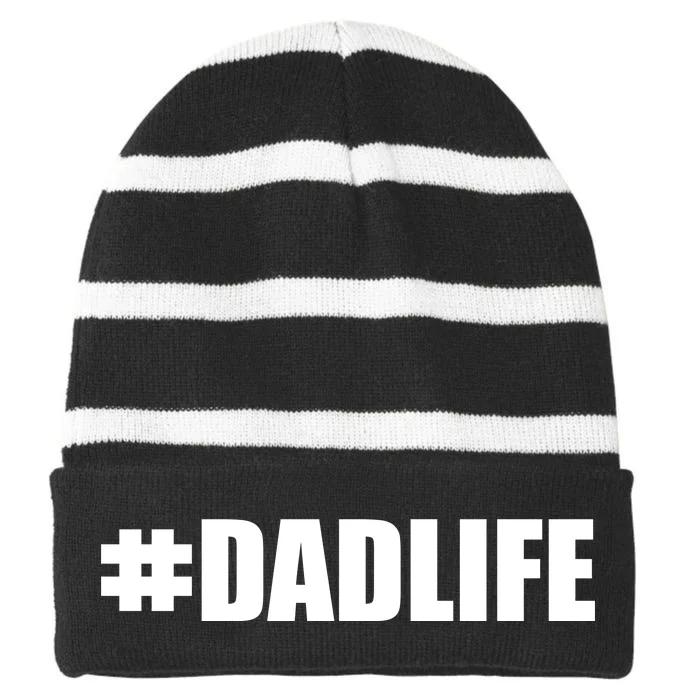 Hashtag Dad Life #DADLIFE Best Father Striped Beanie with Solid Band