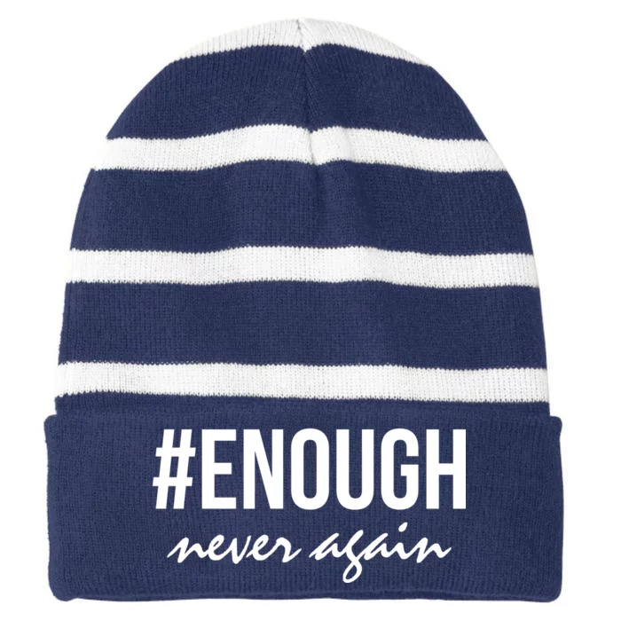 Hashtag Enough Never Again Protest March for Our Lives Striped Beanie with Solid Band