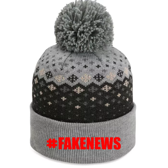 Hashtag Fake News #FAKENEWS Logo The Baniff Cuffed Pom Beanie