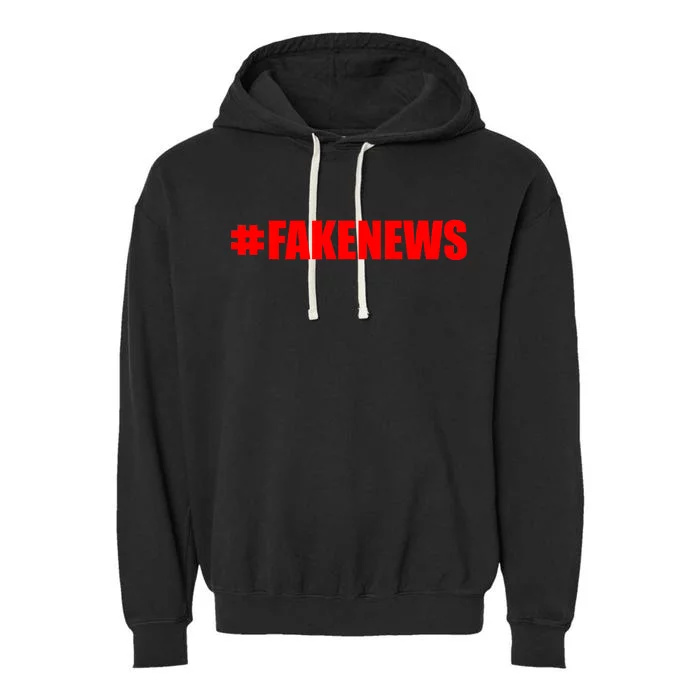 Hashtag Fake News #FAKENEWS Logo Garment-Dyed Fleece Hoodie