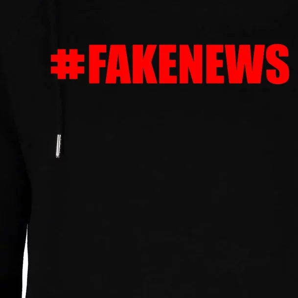 Hashtag Fake News #FAKENEWS Logo Womens Funnel Neck Pullover Hood