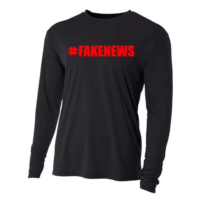 Hashtag Fake News #FAKENEWS Logo Cooling Performance Long Sleeve Crew