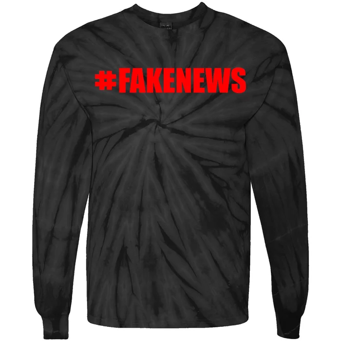 Hashtag Fake News #FAKENEWS Logo Tie-Dye Long Sleeve Shirt